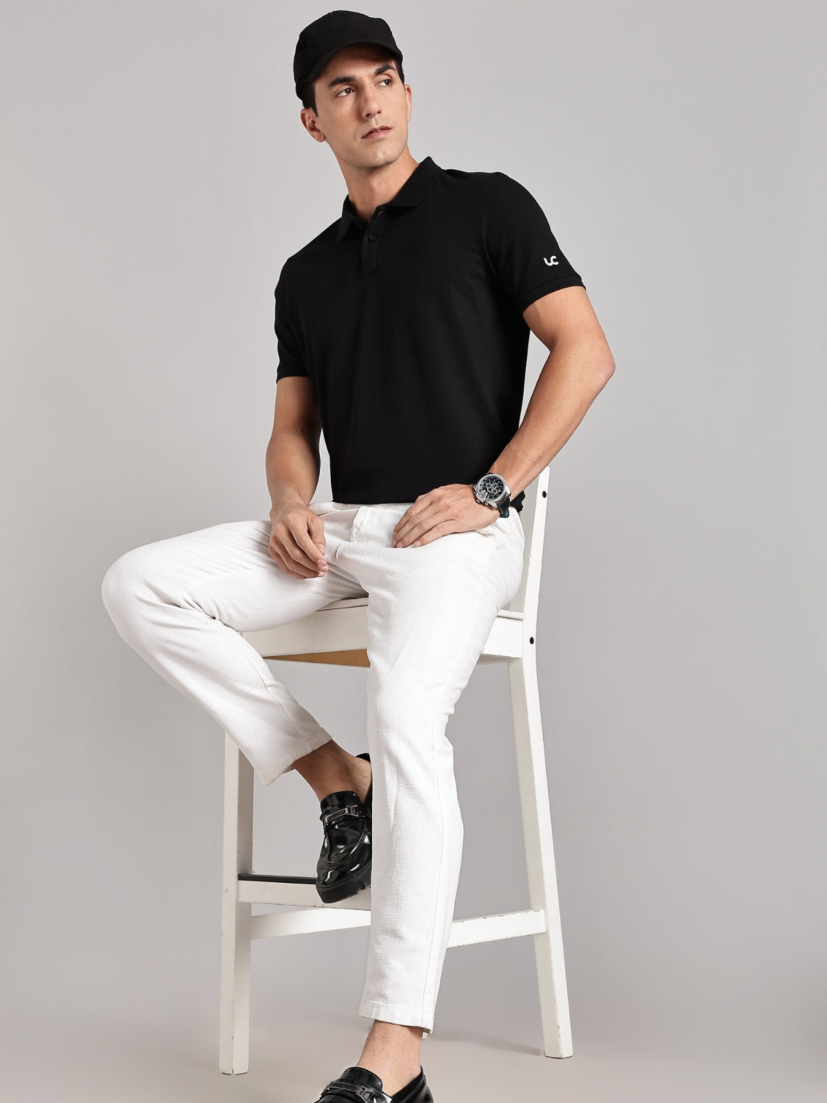 Solid Men's Soft Premium 100% Cotton Polo T-Shirt Bold Black