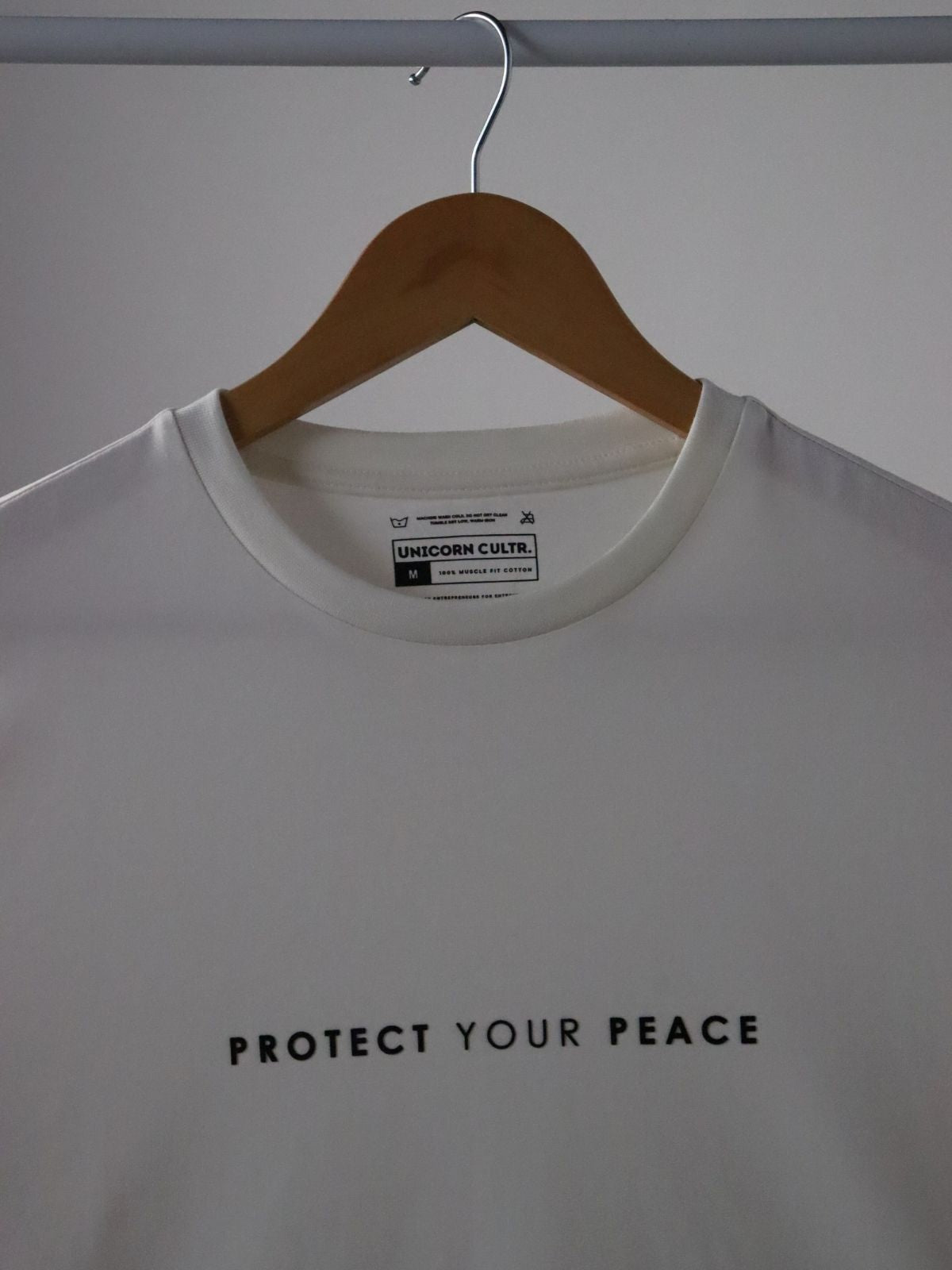 Solid Men's Premium Muscle Fit Cotton Crew T-shirt Protect your peace Chalk White