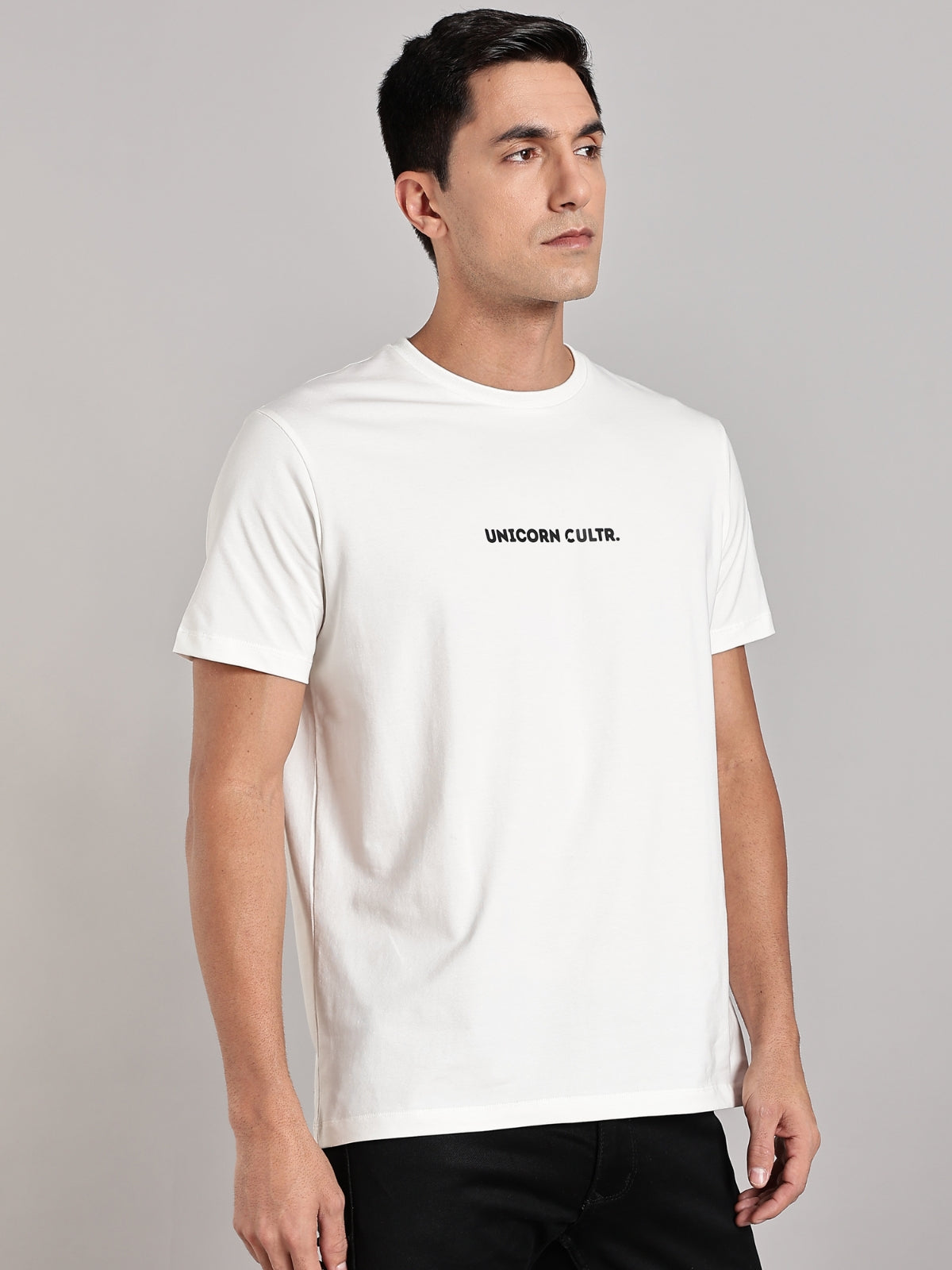 Black UC Signature Men's Soft Premium 100% Cotton Crew T-Shirt Whiteboard White
