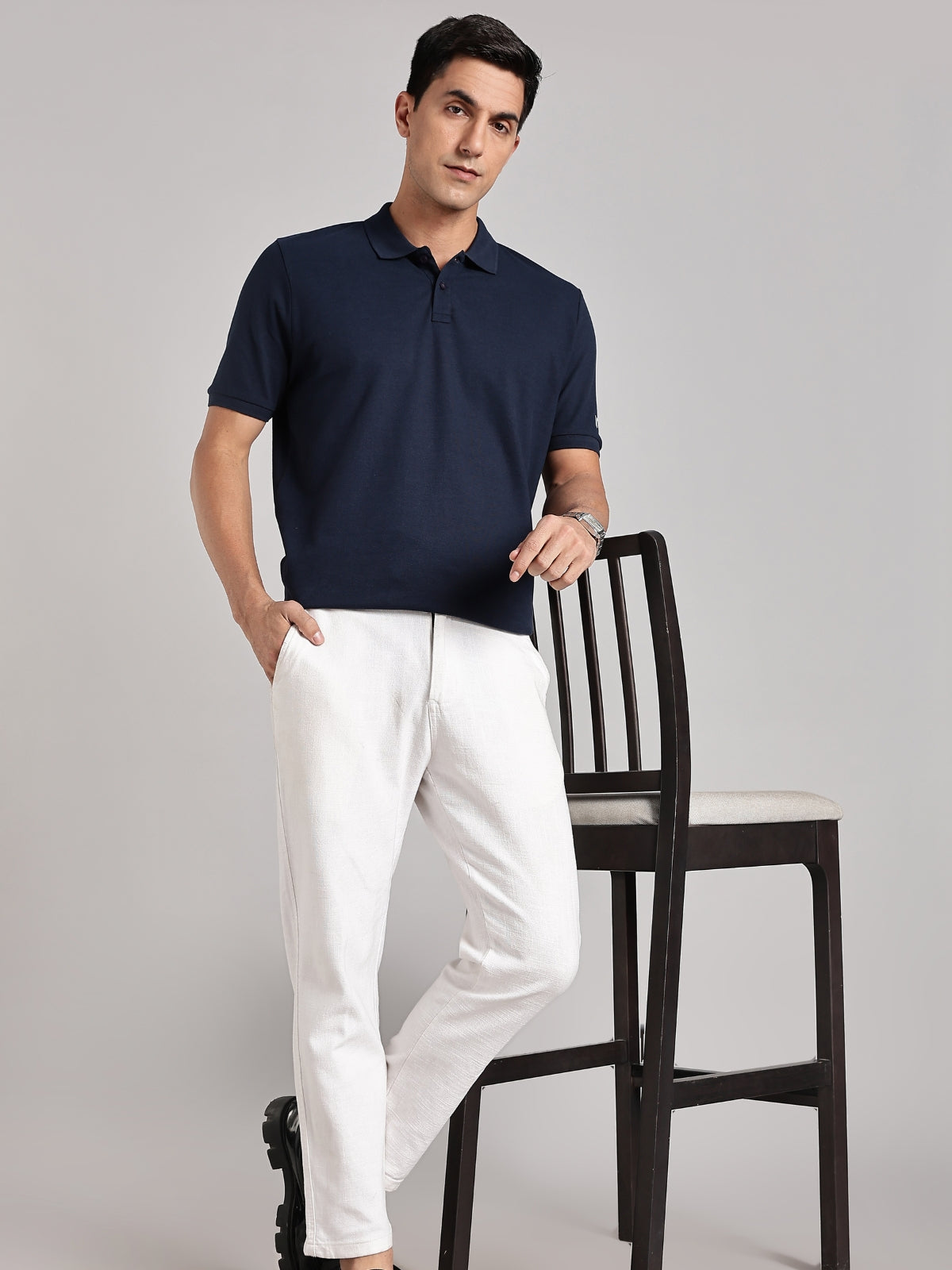 Solid Men's Soft Premium 100% Cotton Polo T-Shirt Novel Navy