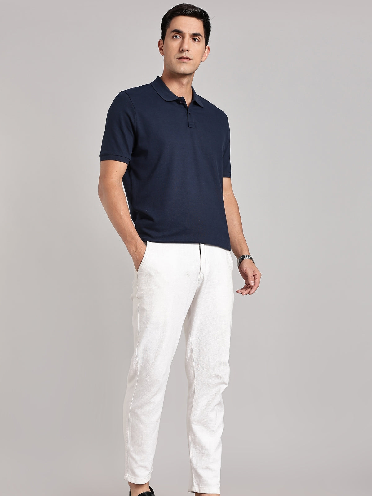 Solid Men's Soft Premium 100% Cotton Polo T-Shirt Novel Navy