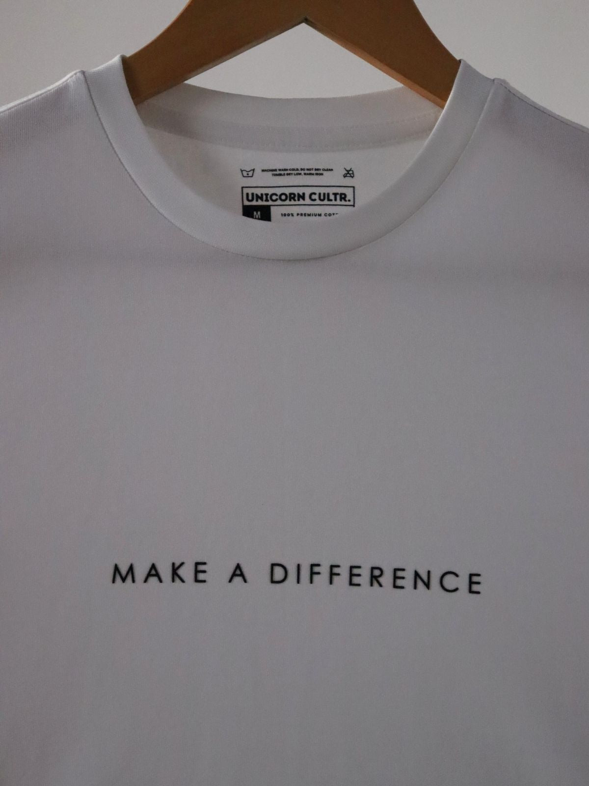 Solid Men's Premium Muscle Fit Cotton Crew T-Shirt Make A Difference Chalk White