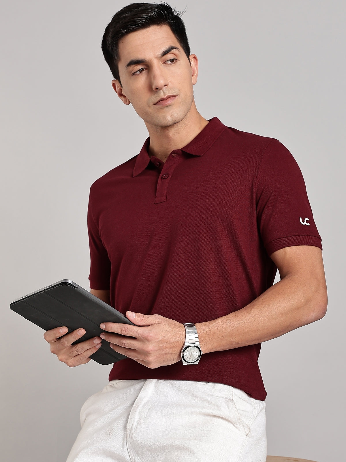 Solid Men's Premium Muscle Fit Cotton Polo T-shirt Workday Wine
