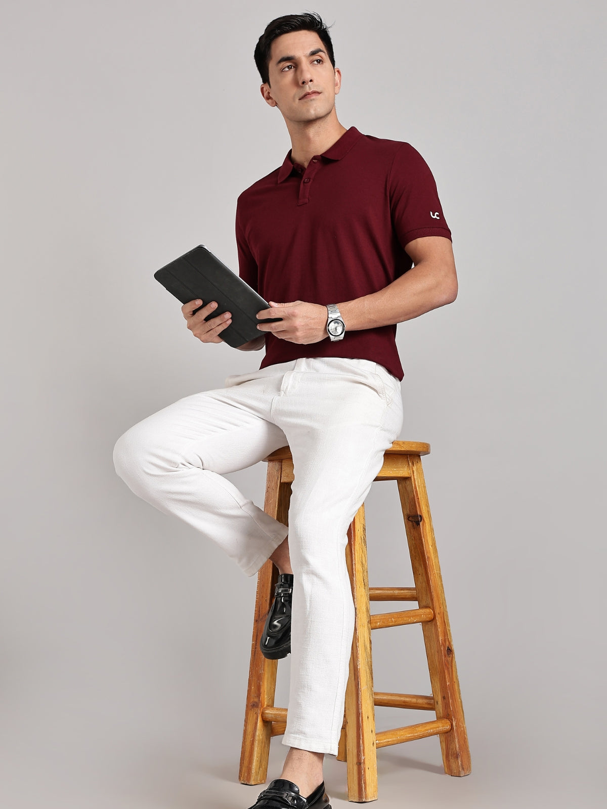 Solid Men's Premium Muscle Fit Cotton Polo T-shirt Workday Wine