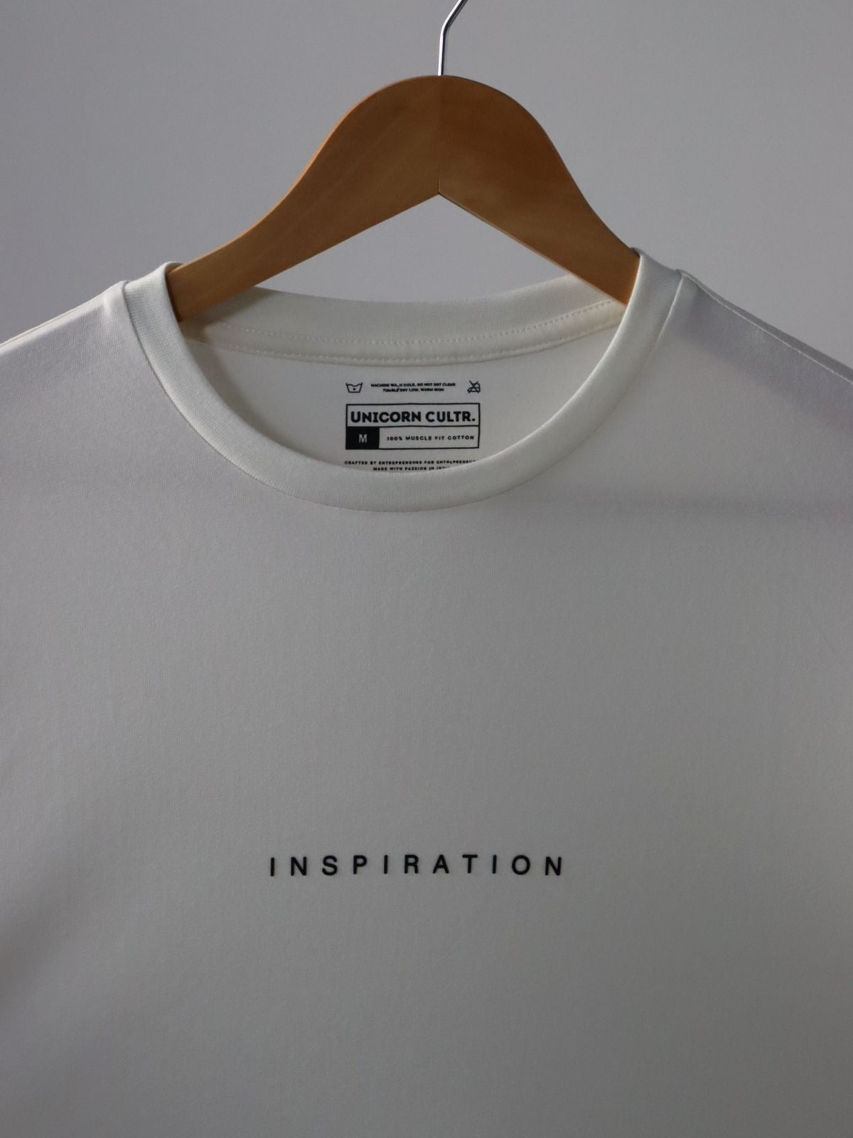 Solid Men's Premium Muscle Fit Cotton Crew T-Shirt Inspiration Chalk White
