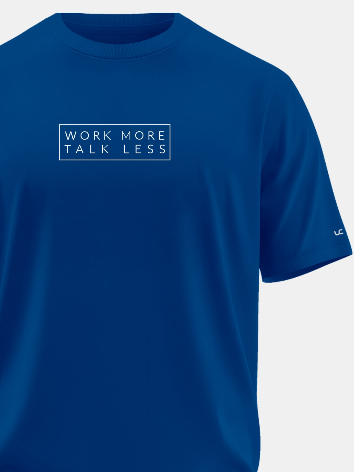 Solid Men's Premium Muscle Fit Cotton Crew T-shirt Work More Talk Less Airforce Blue
