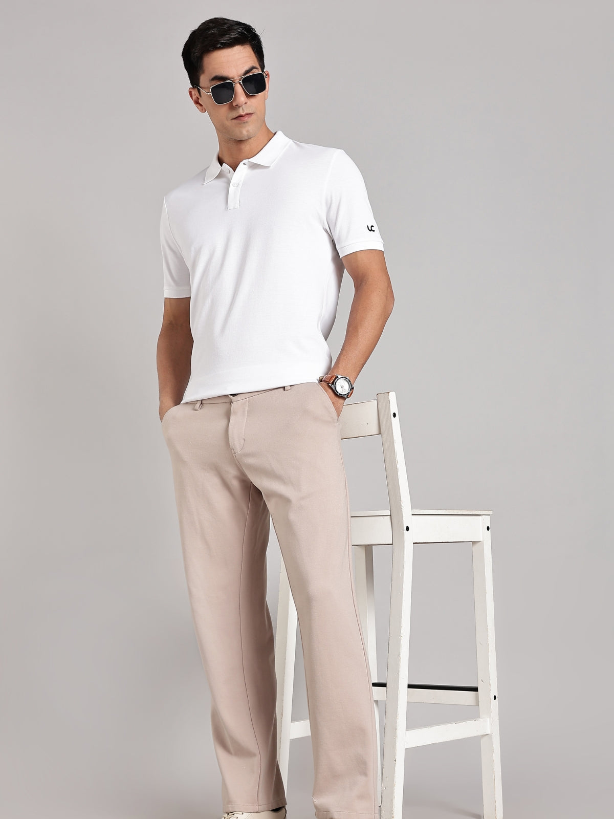 Solid Men's Soft Premium 100% Cotton Polo T-Shirt Iconic White