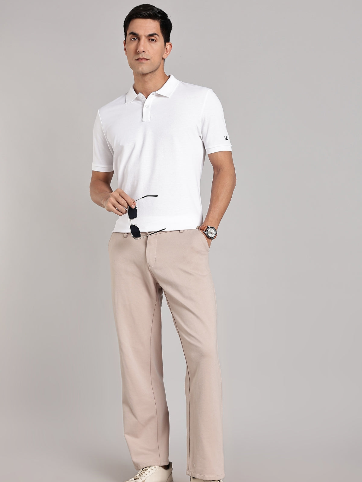 Solid Men's Soft Premium 100% Cotton Polo T-Shirt Iconic White
