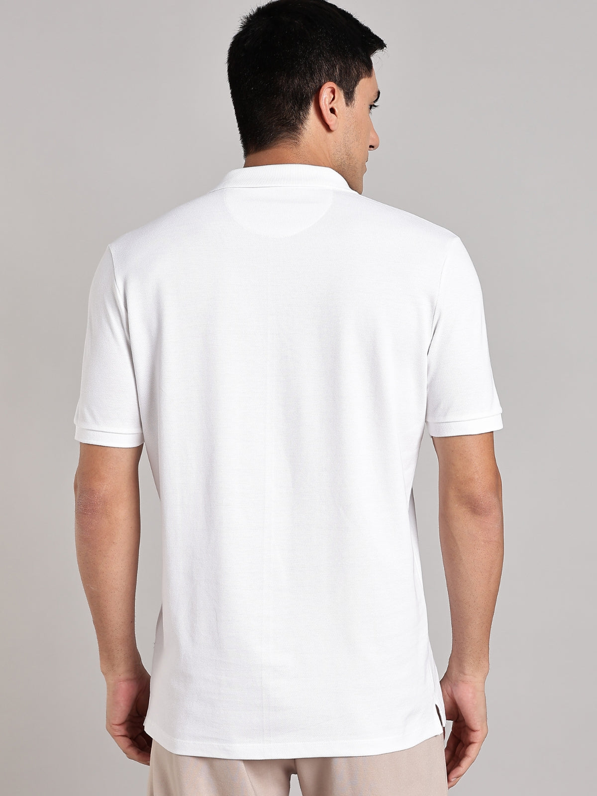 Solid Men's Soft Premium 100% Cotton Polo T-Shirt Iconic White