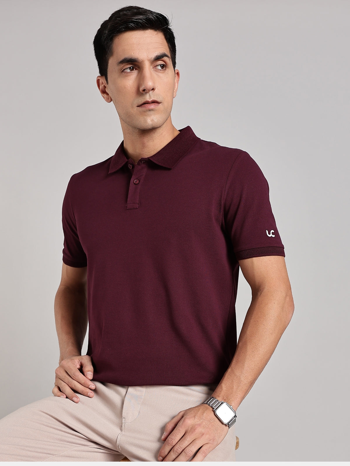 Solid Men's Premium Muscle Fit Cotton Polo T-shirt Workday Wine