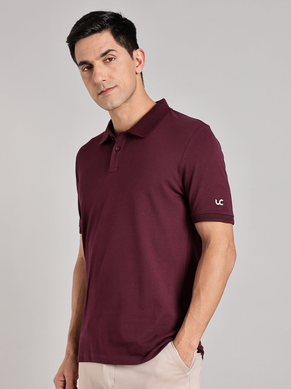 Solid Men's Premium Muscle Fit Cotton Polo T-shirt Workday Wine