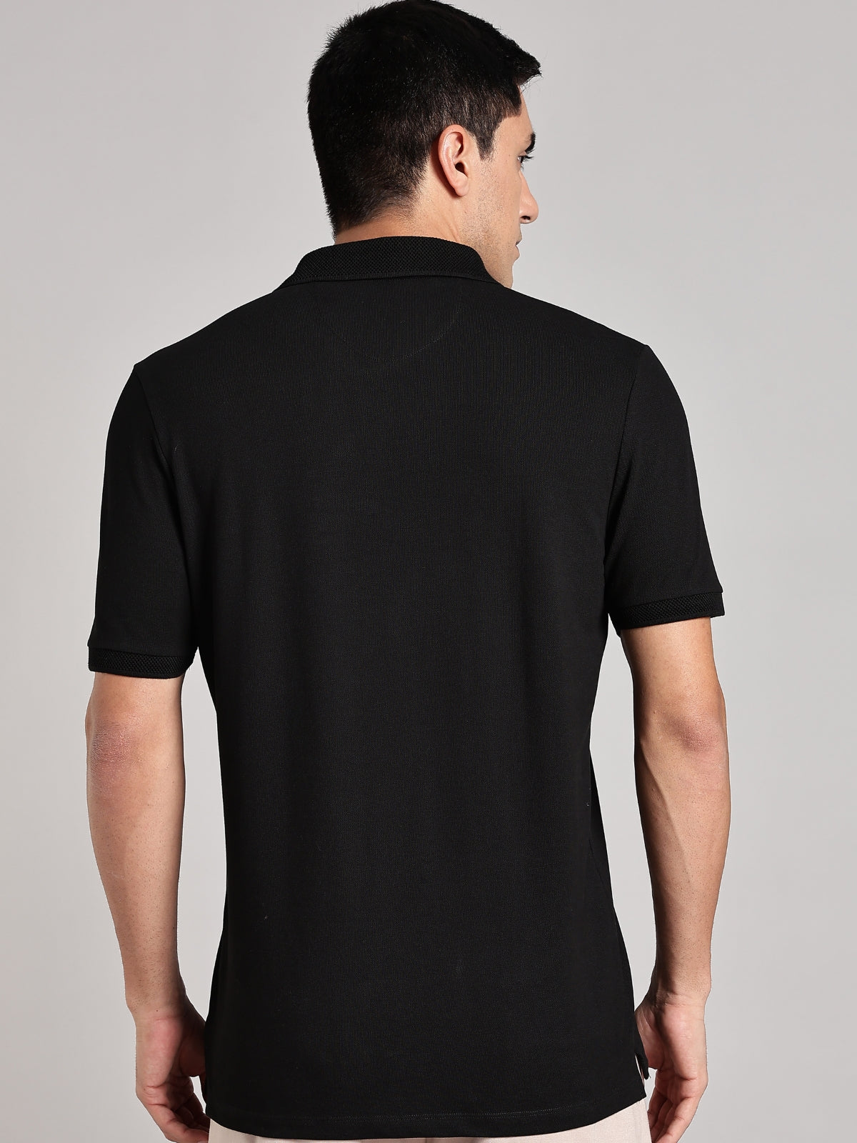 Solid Men's Premium Muscle Fit Cotton Polo T-shirt Bold Black