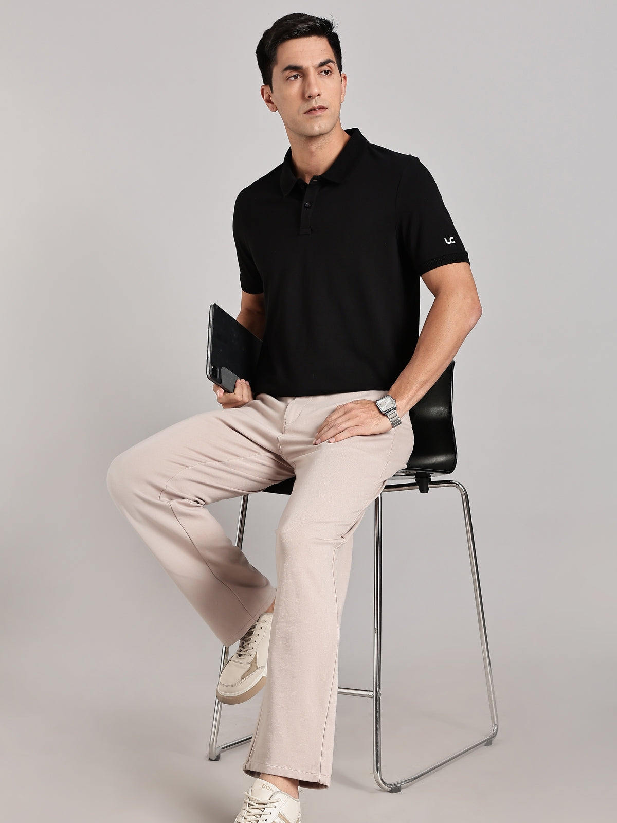 Solid Men's Premium Muscle Fit Cotton Polo T-shirt Bold Black