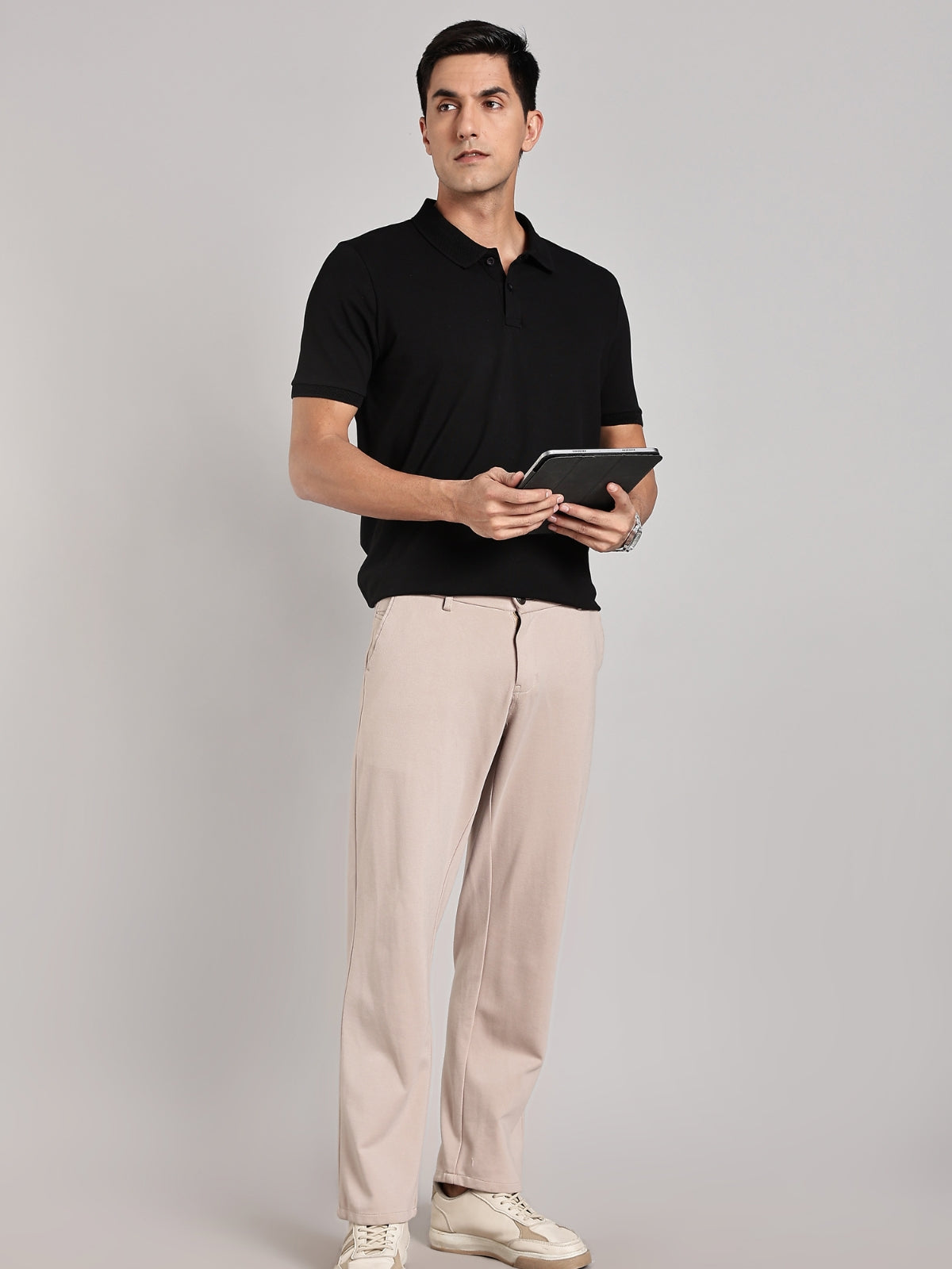 Solid Men's Premium Muscle Fit Cotton Polo T-shirt Bold Black