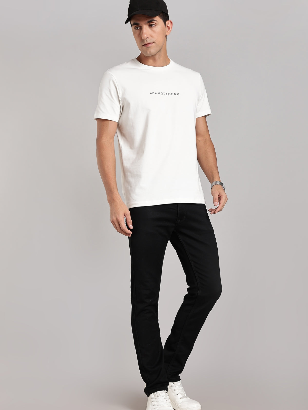 Solid Men's Premium Muscle Fit Cotton Crew T-shirt 404 Not Found Chalk White