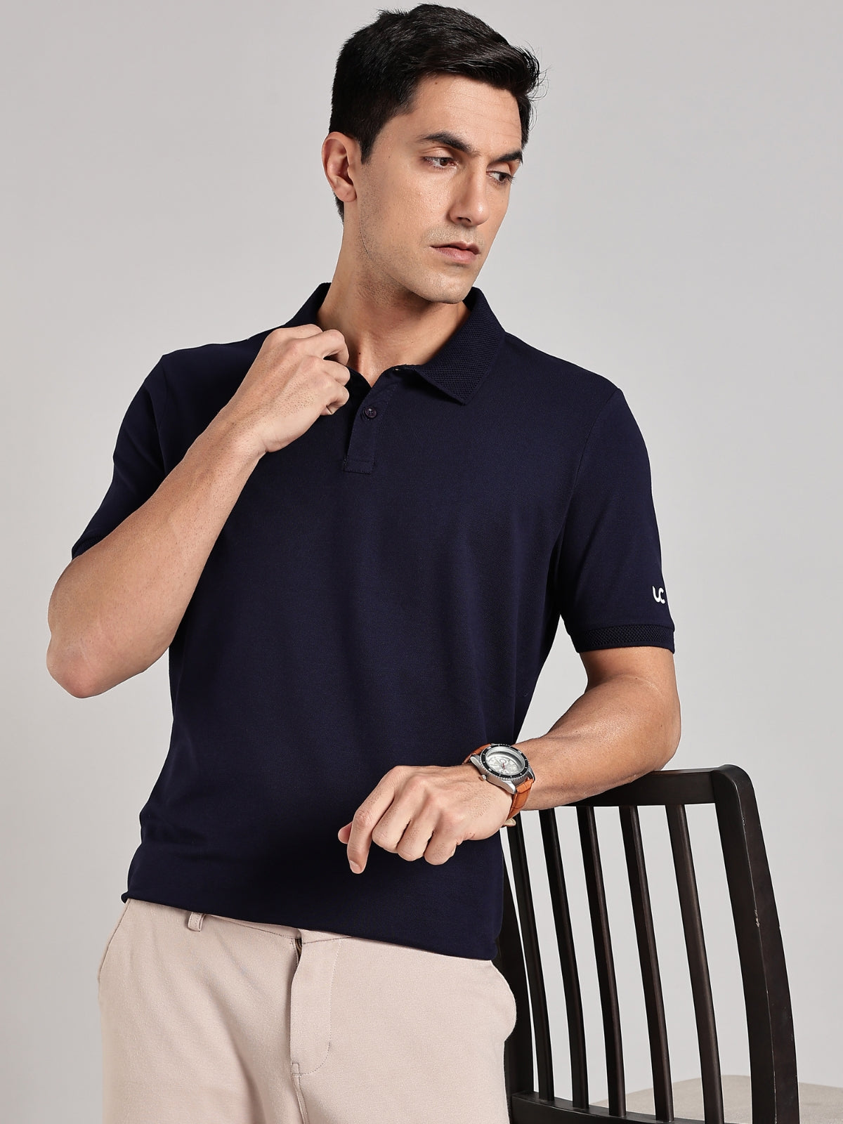 Solid Men's Premium Muscle Fit Cotton Polo T-shirt Novel Navy