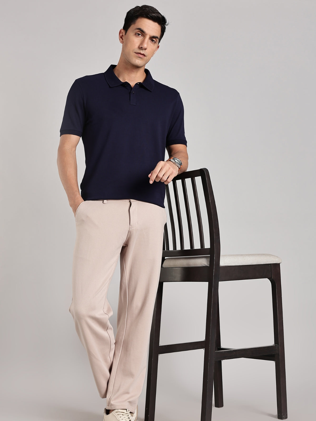 Solid Men's Premium Muscle Fit Cotton Polo T-shirt Novel Navy