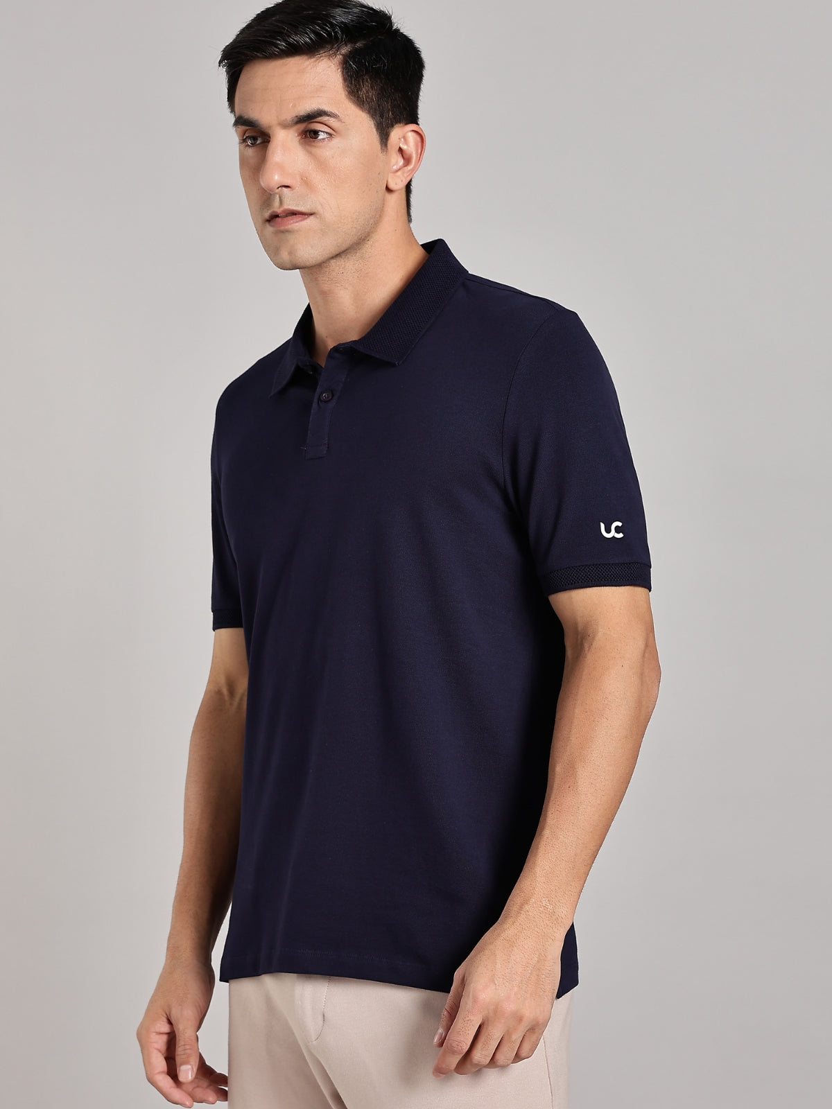 Solid Men's Premium Muscle Fit Cotton Polo T-shirt Novel Navy