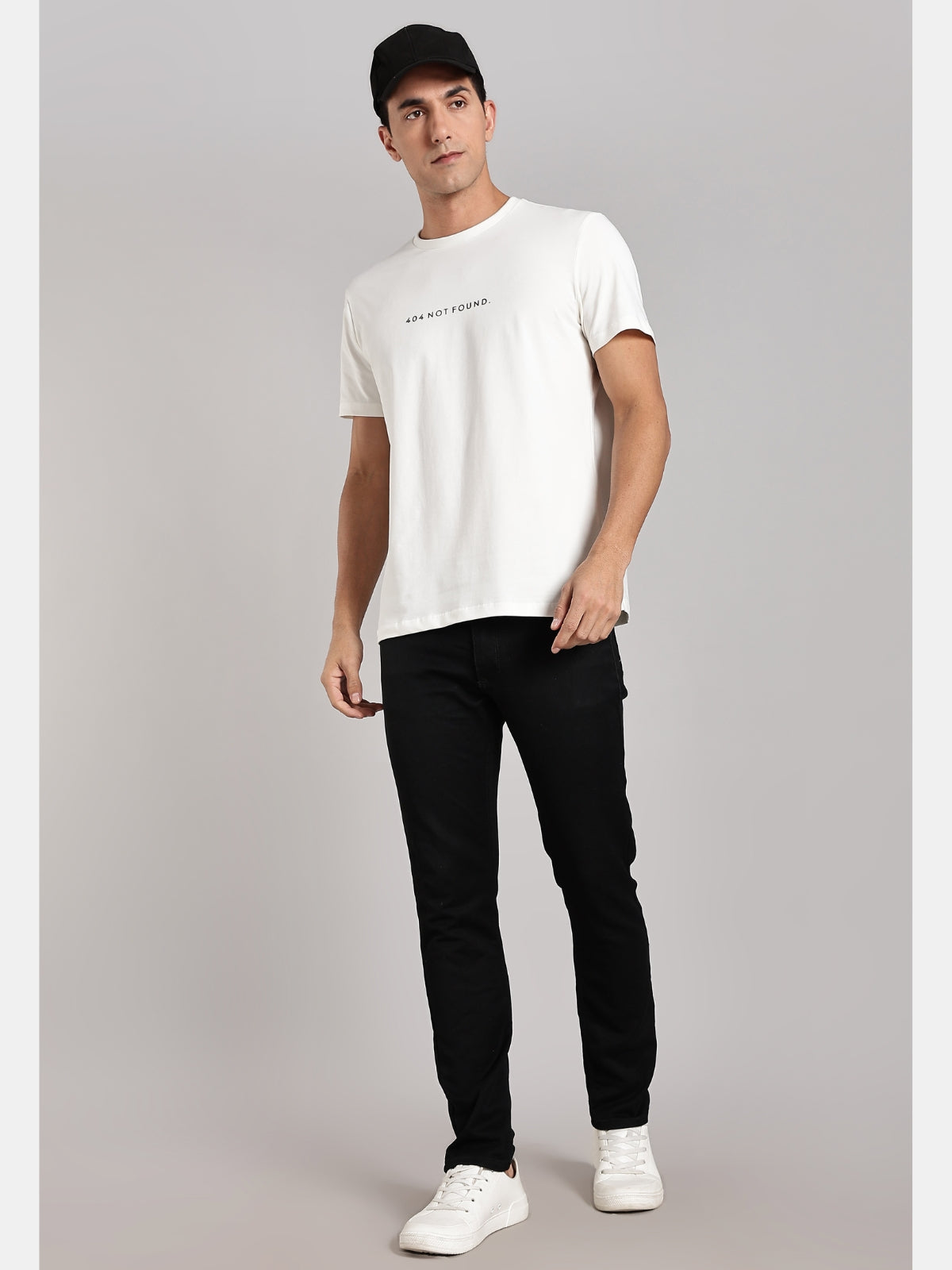 Solid Men's Premium Muscle Fit Cotton Crew T-shirt 404 Not Found Chalk White