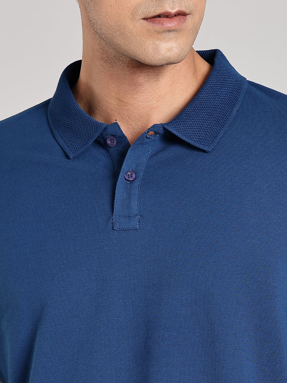 Solid Men's Premium Muscle Fit Cotton Polo T-shirt Airforce Blue