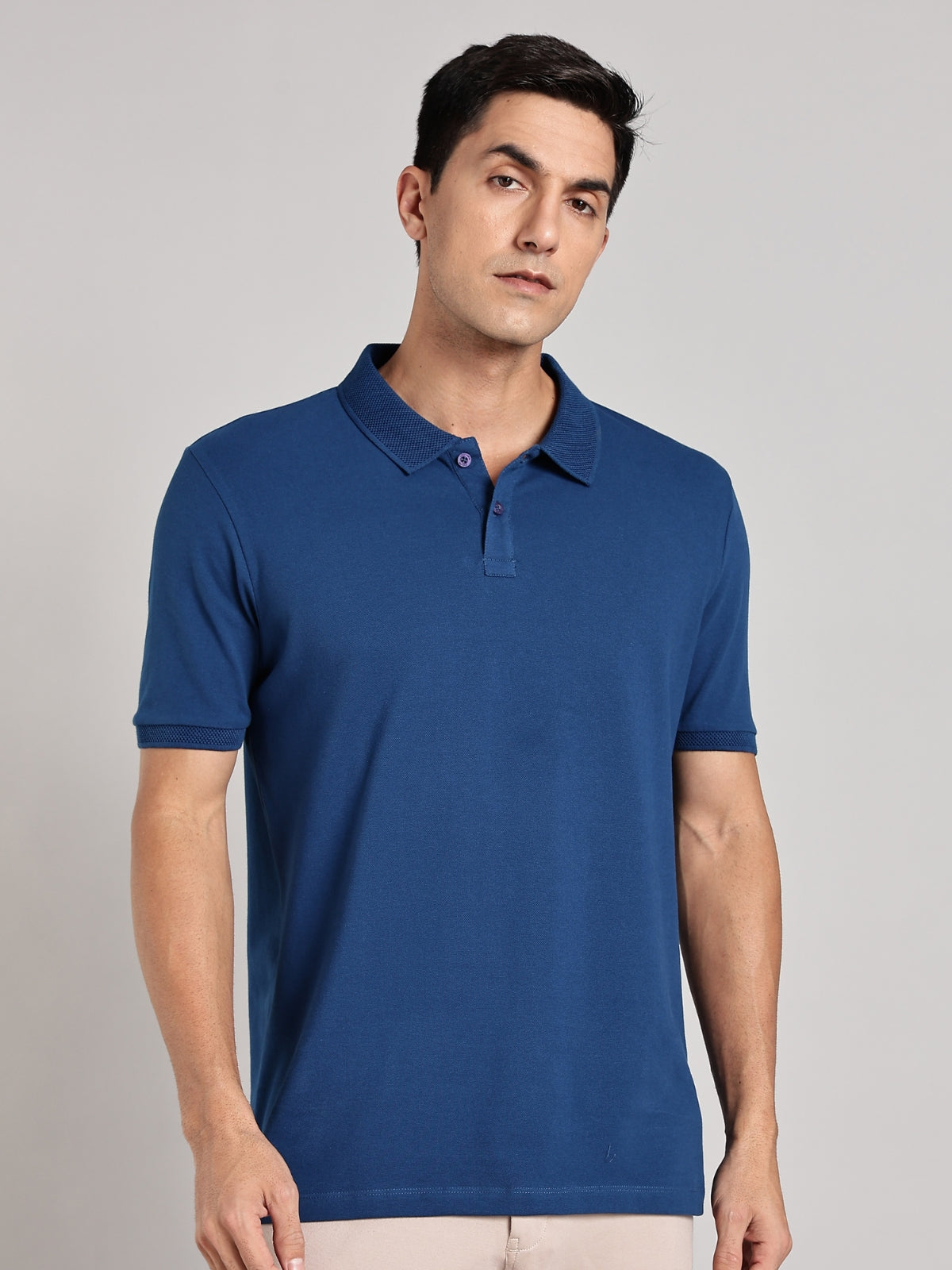 Solid Men's Premium Muscle Fit Cotton Polo T-shirt Airforce Blue