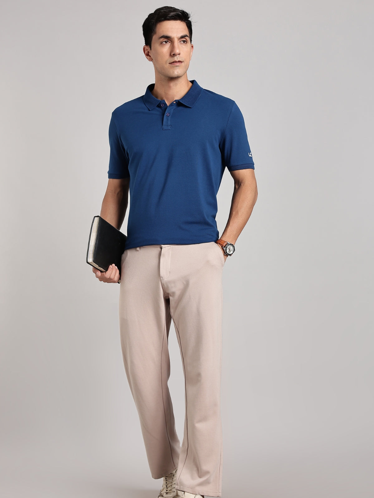 Solid Men's Premium Muscle Fit Cotton Polo T-shirt Airforce Blue