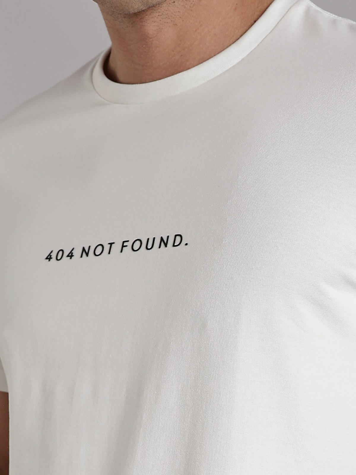 Solid Men's Premium Muscle Fit Cotton Crew T-shirt 404 Not Found Chalk White