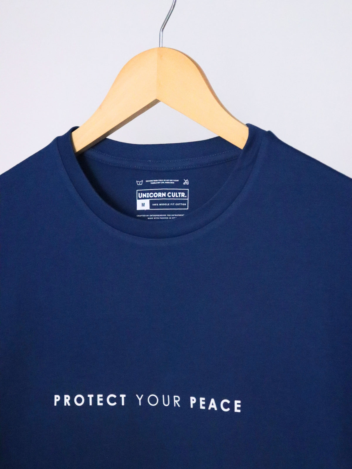 Solid Men's Premium Muscle Fit Cotton Crew T-shirt Protect your peace Airforce Blue