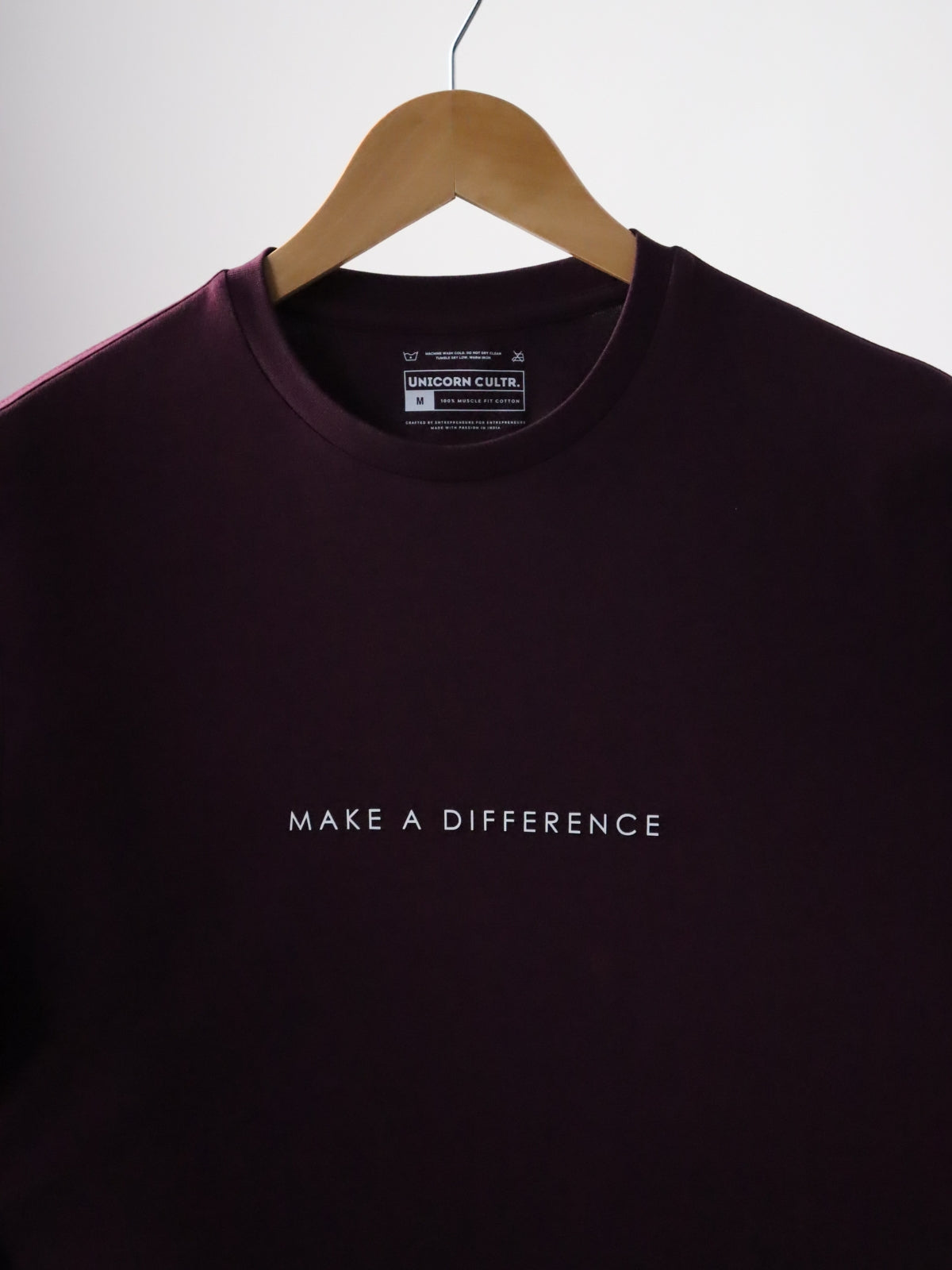Solid Men's Premium Muscle Fit Cotton Crew T-Shirt Make A Difference Workday Wine