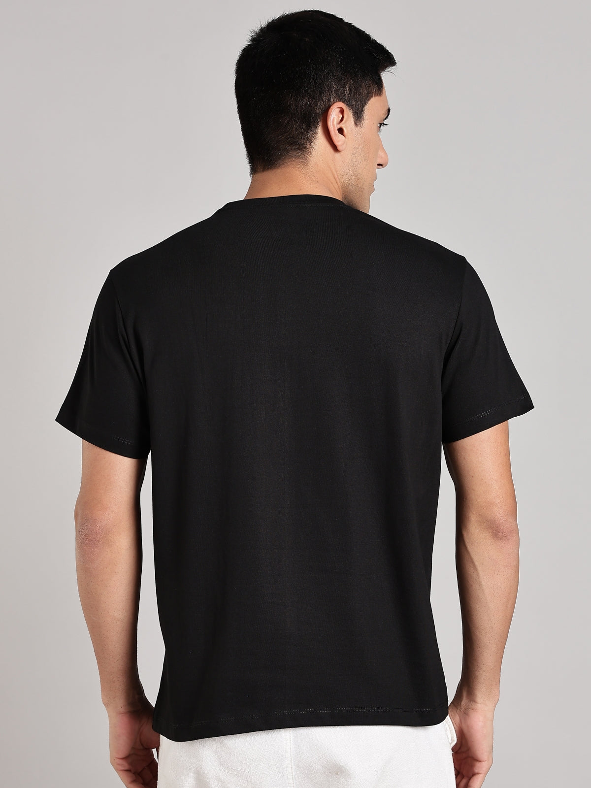 Solid Men's Premium Muscle Fit Cotton Crew T-shirt Black Brave Black