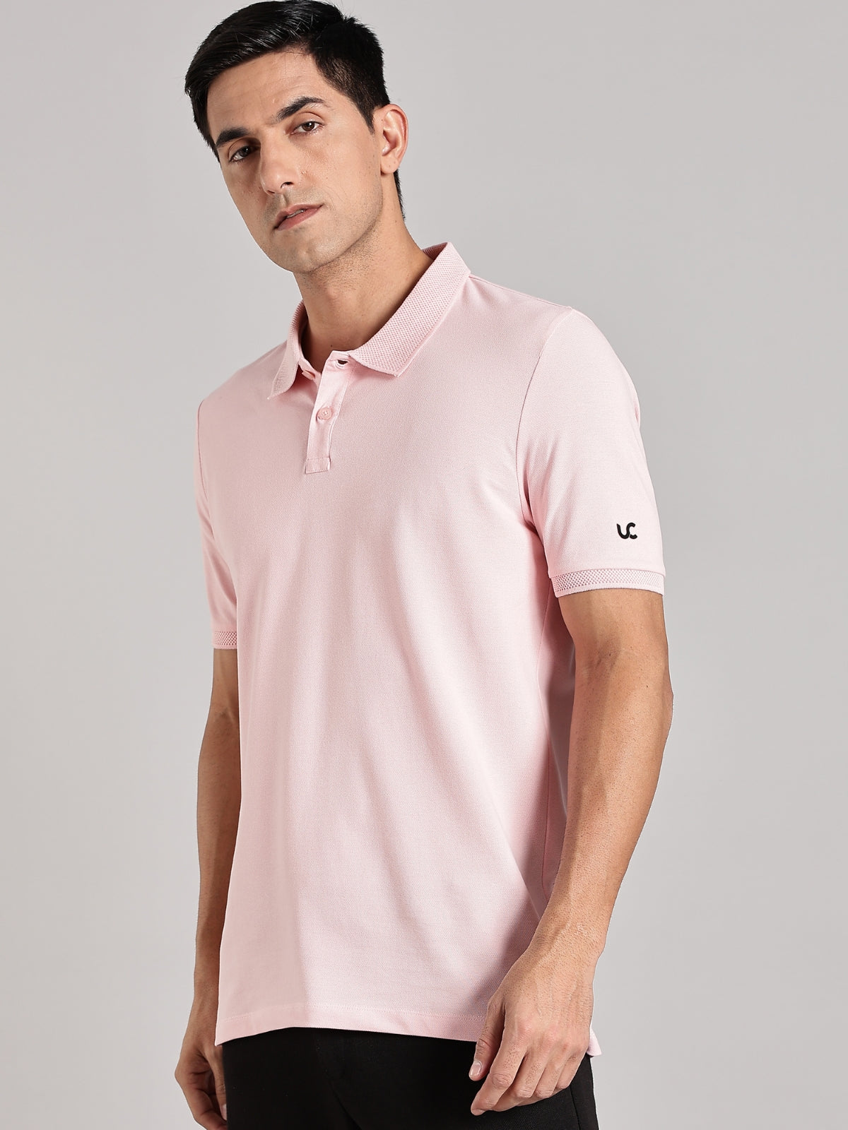 Solid Men's Premium Muscle Fit Cotton Polo T-shirt Practical Peach