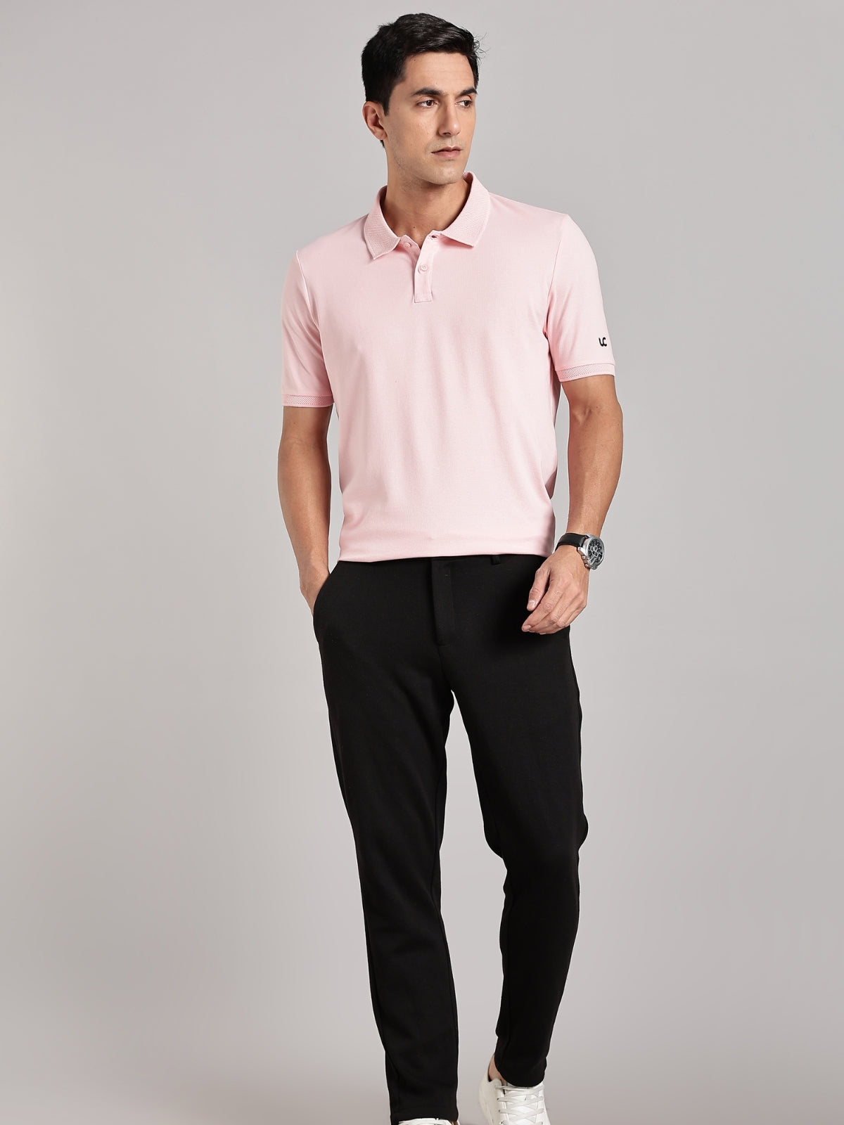Solid Men's Premium Muscle Fit Cotton Polo T-shirt Practical Peach