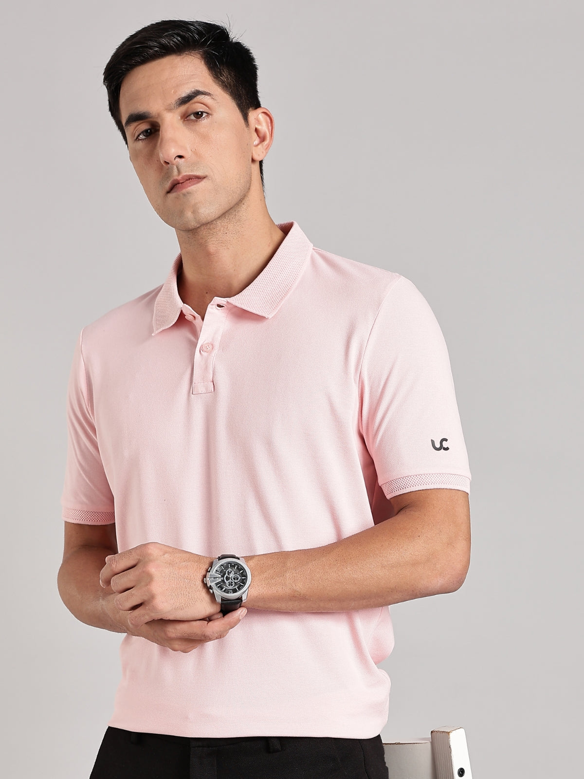 Solid Men's Premium Muscle Fit Cotton Polo T-shirt Practical Peach