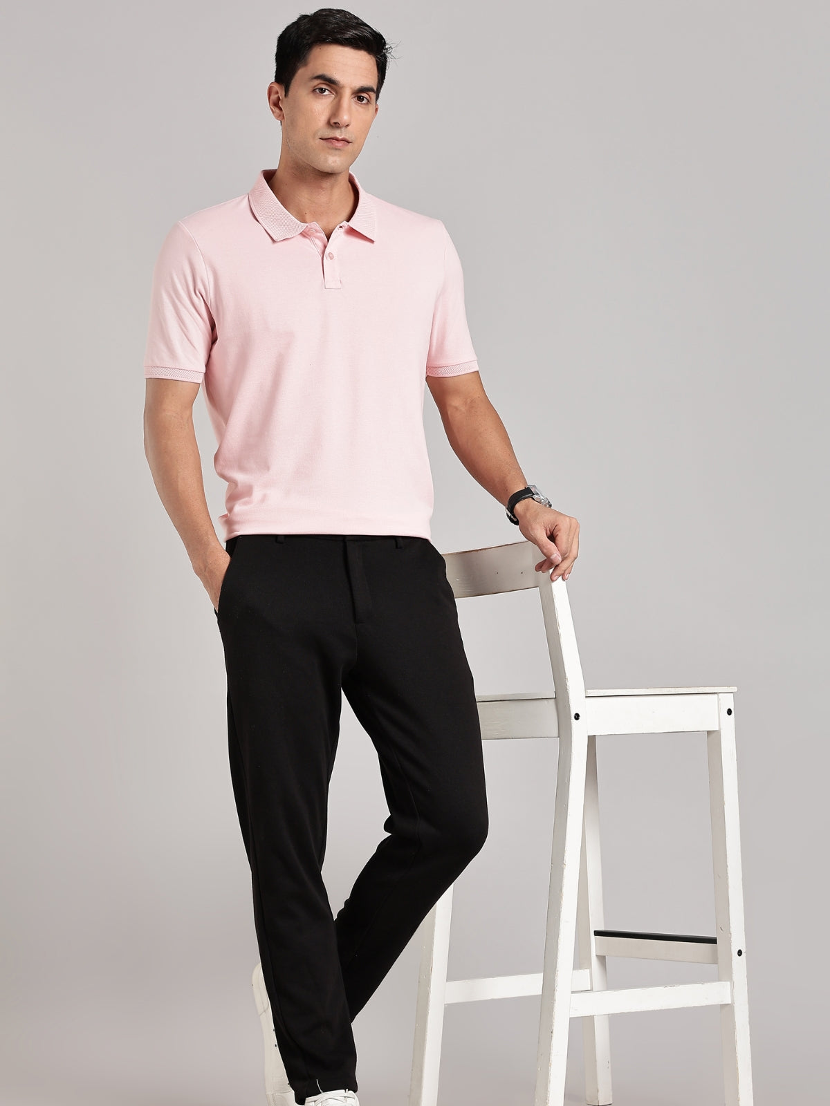 Solid Men's Premium Muscle Fit Cotton Polo T-shirt Practical Peach
