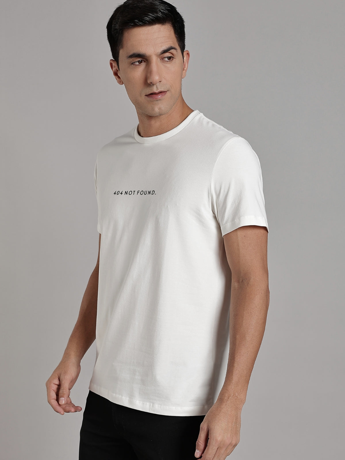 Solid Men's Premium Muscle Fit Cotton Crew T-shirt 404 Not Found Chalk White