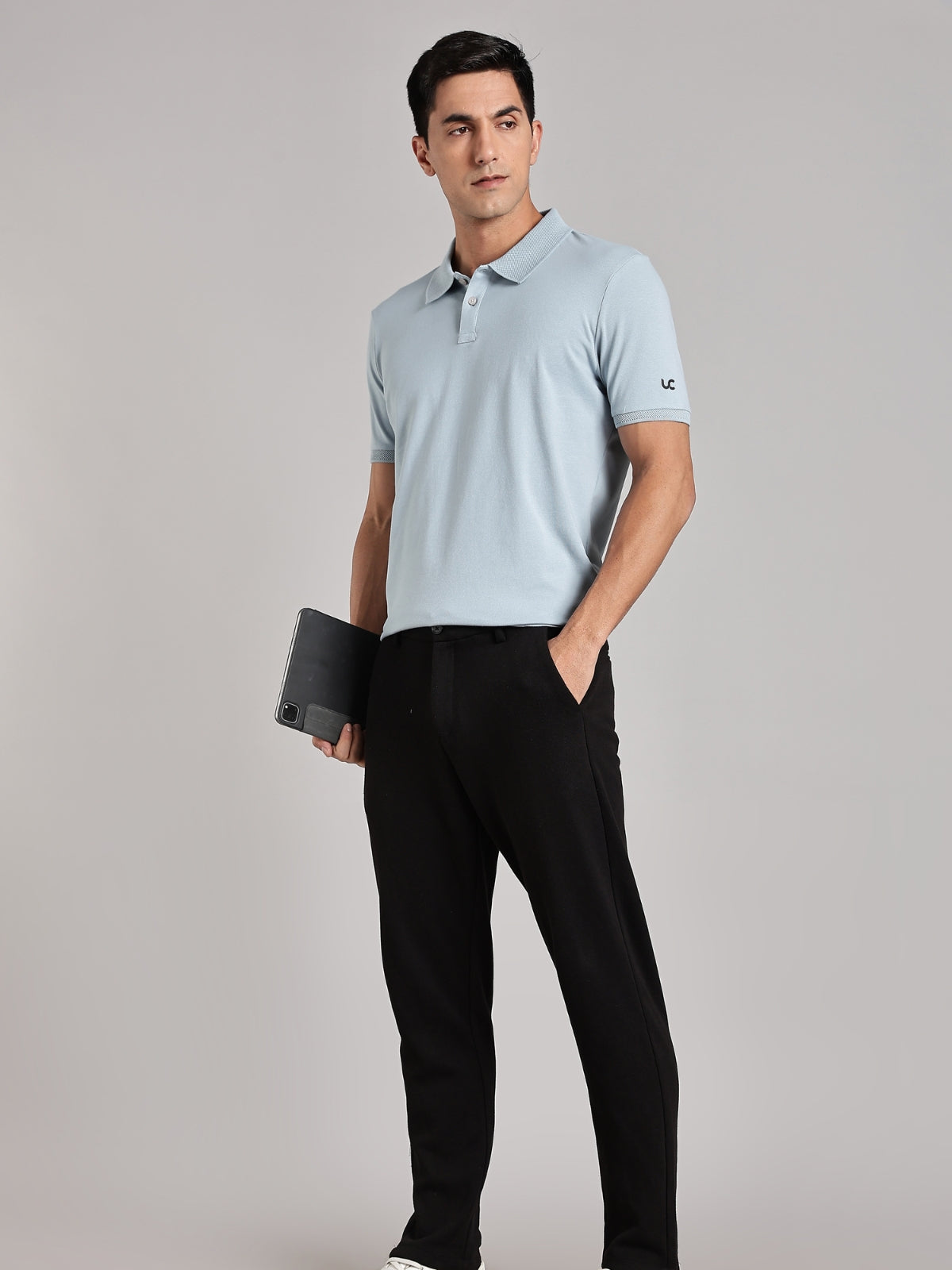 Solid Men's Premium Muscle Fit Cotton Polo T-shirt Bubble Blue