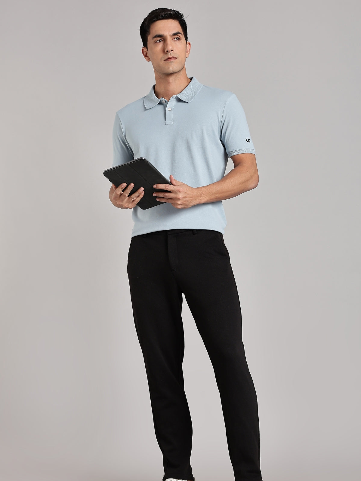 Solid Men's Premium Muscle Fit Cotton Polo T-shirt Bubble Blue