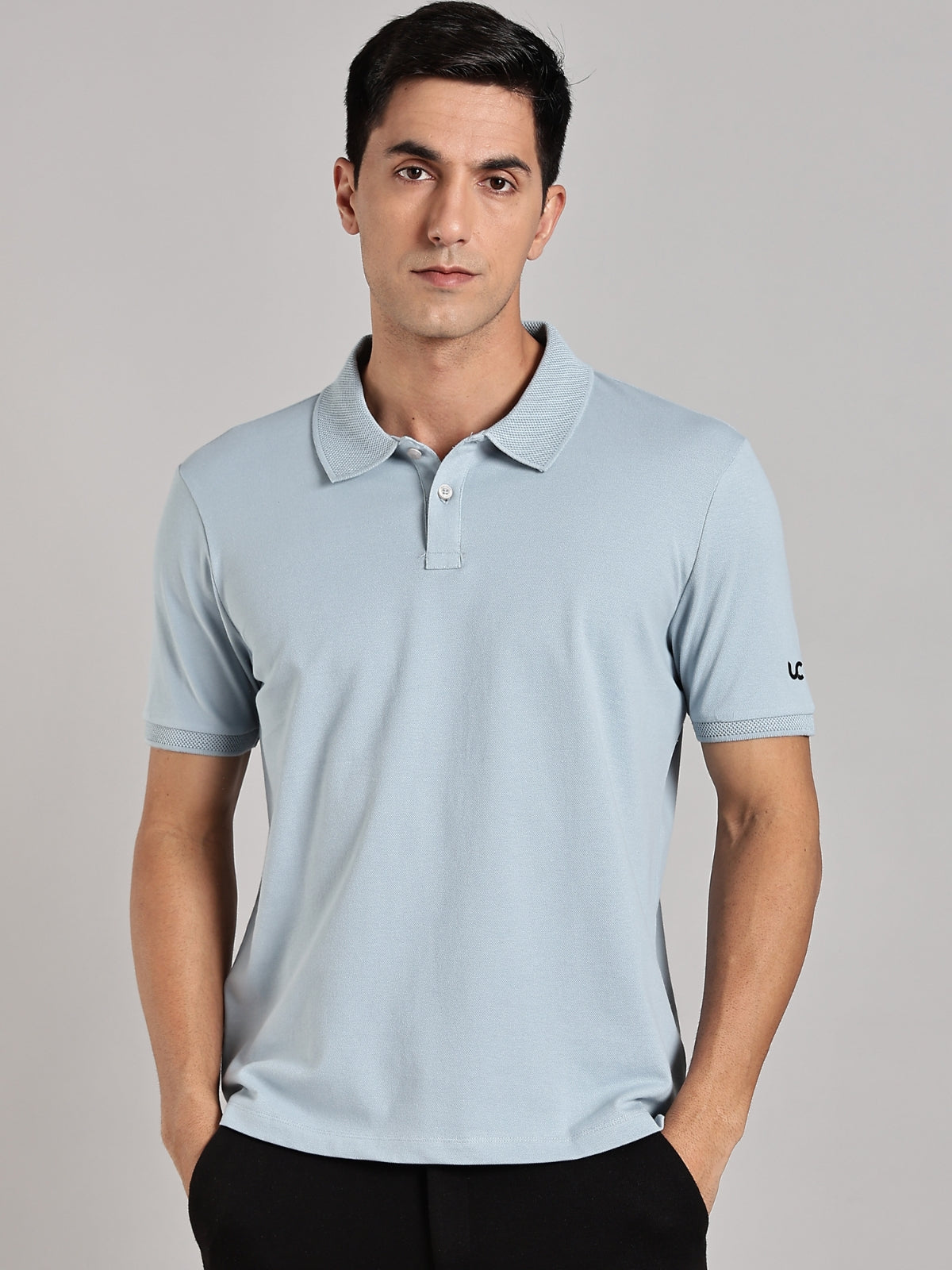 Solid Men's Premium Muscle Fit Cotton Polo T-shirt Bubble Blue