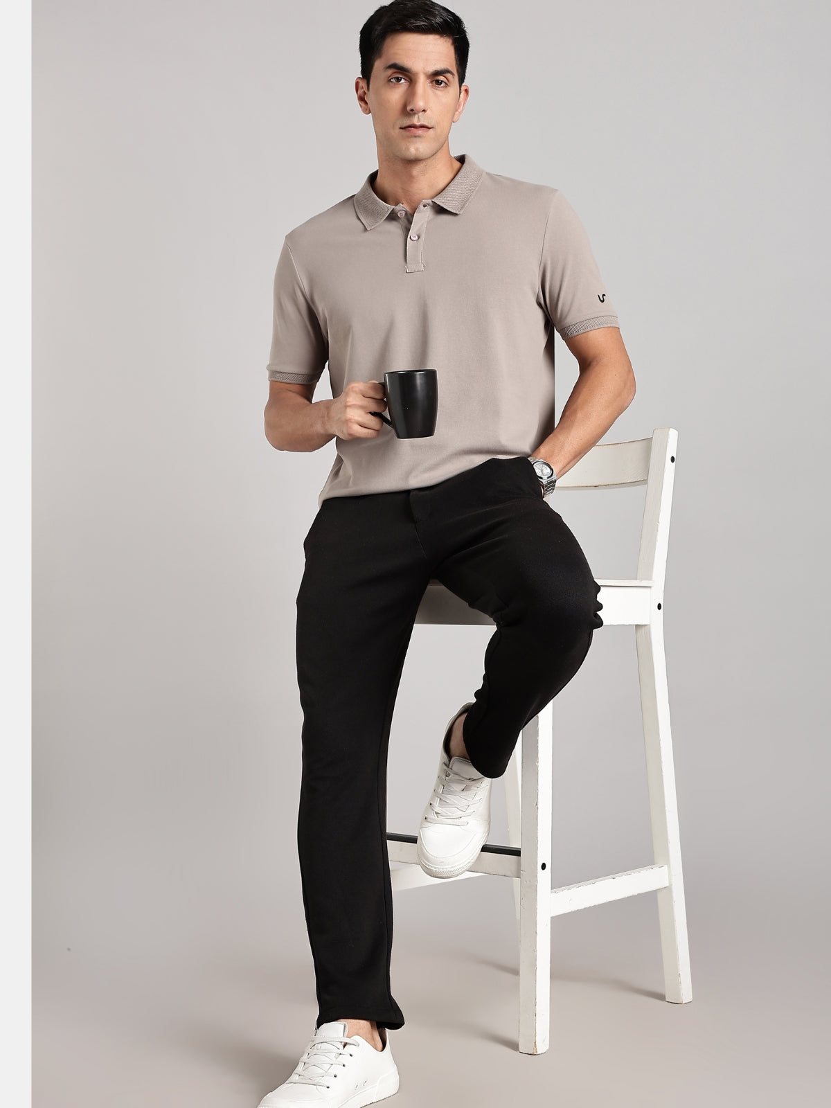 Solid Men's Premium Muscle Fit Cotton Polo T-shirt Atomic Aluminium