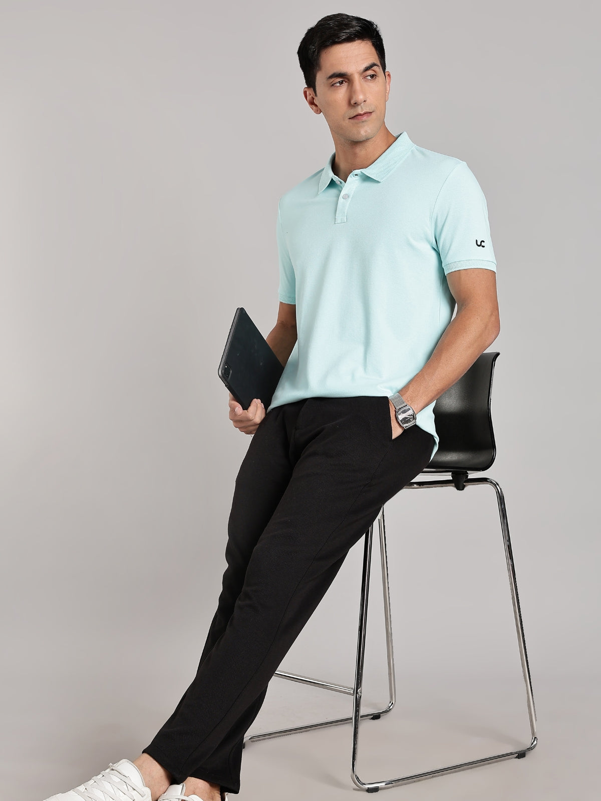Solid Men's Premium Muscle Fit Cotton Polo T-shirt Memory Mint
