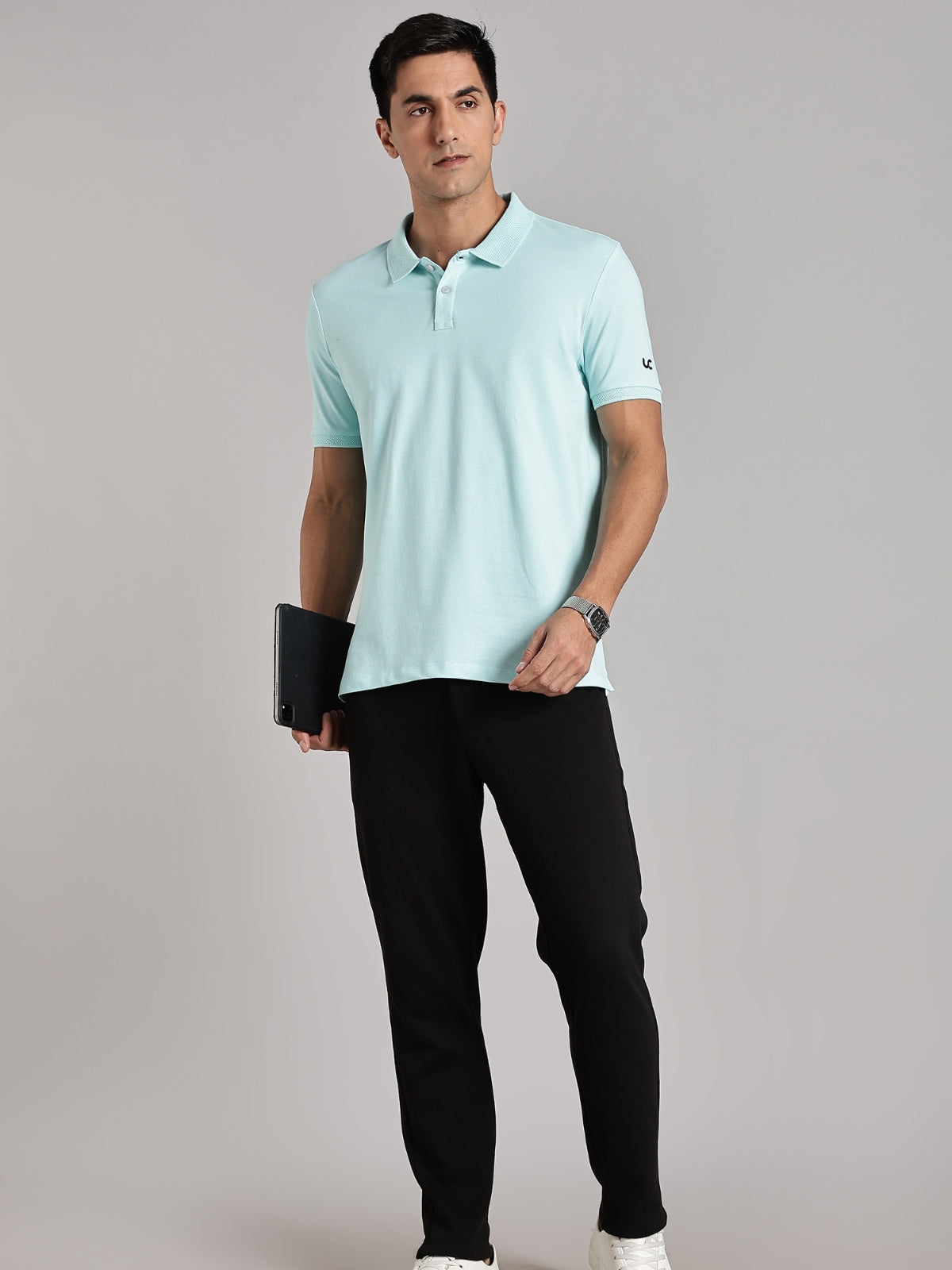 Solid Men's Premium Muscle Fit Cotton Polo T-shirt Memory Mint