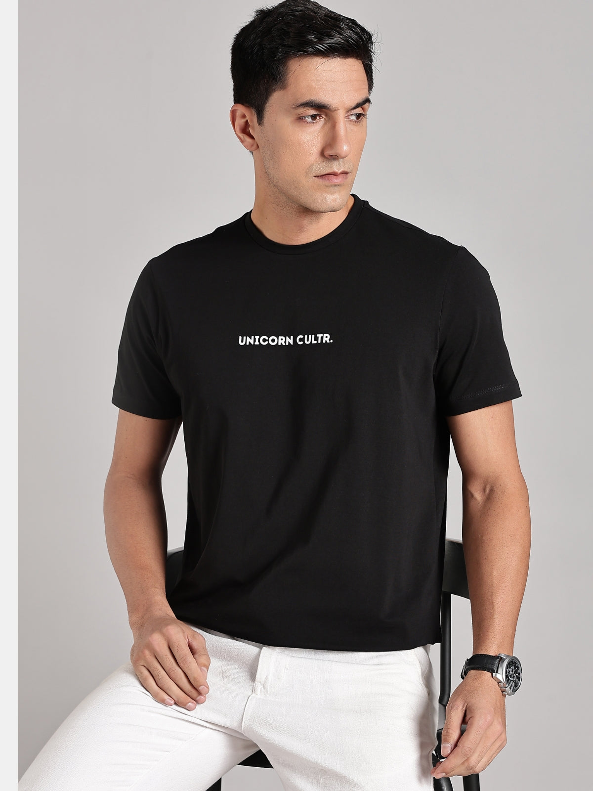 White UC Signature Men's Soft Premium 100% Cotton Crew T-Shirt Brave Black