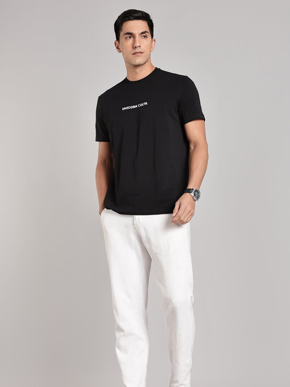 White UC Signature Men's Soft Premium 100% Cotton Crew T-Shirt Brave Black