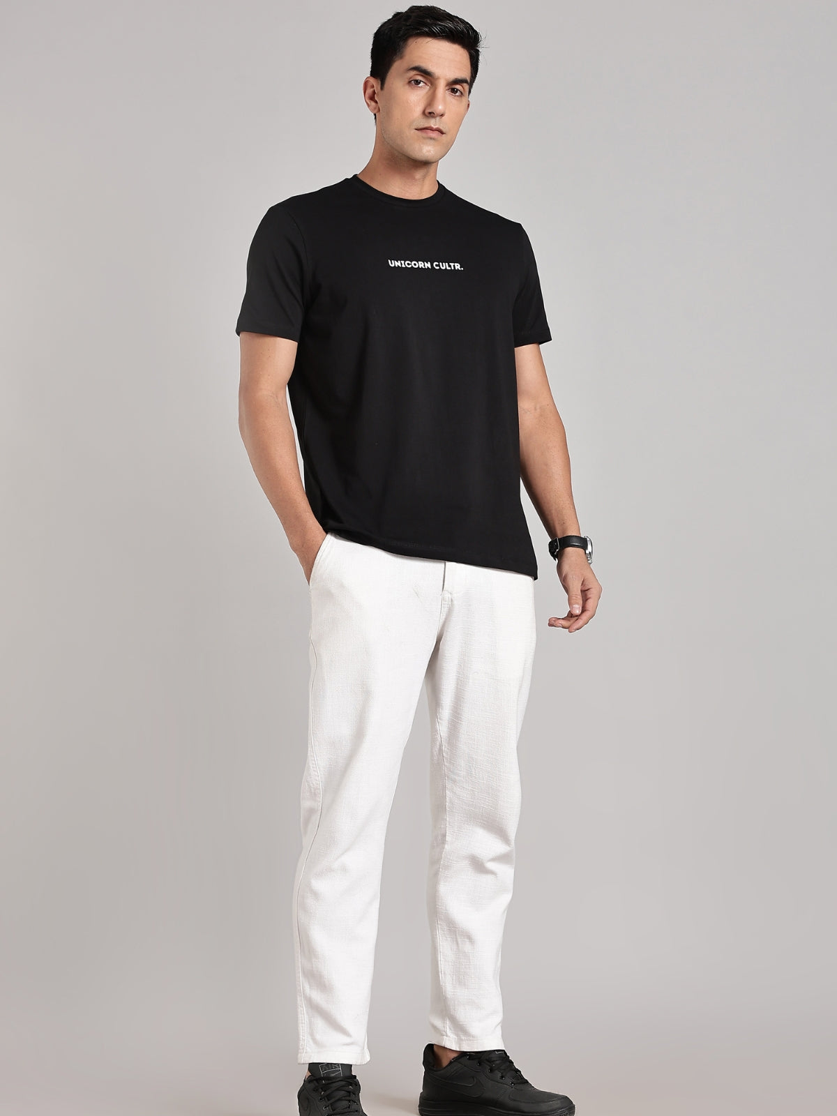 White UC Signature Men's Soft Premium 100% Cotton Crew T-Shirt Brave Black