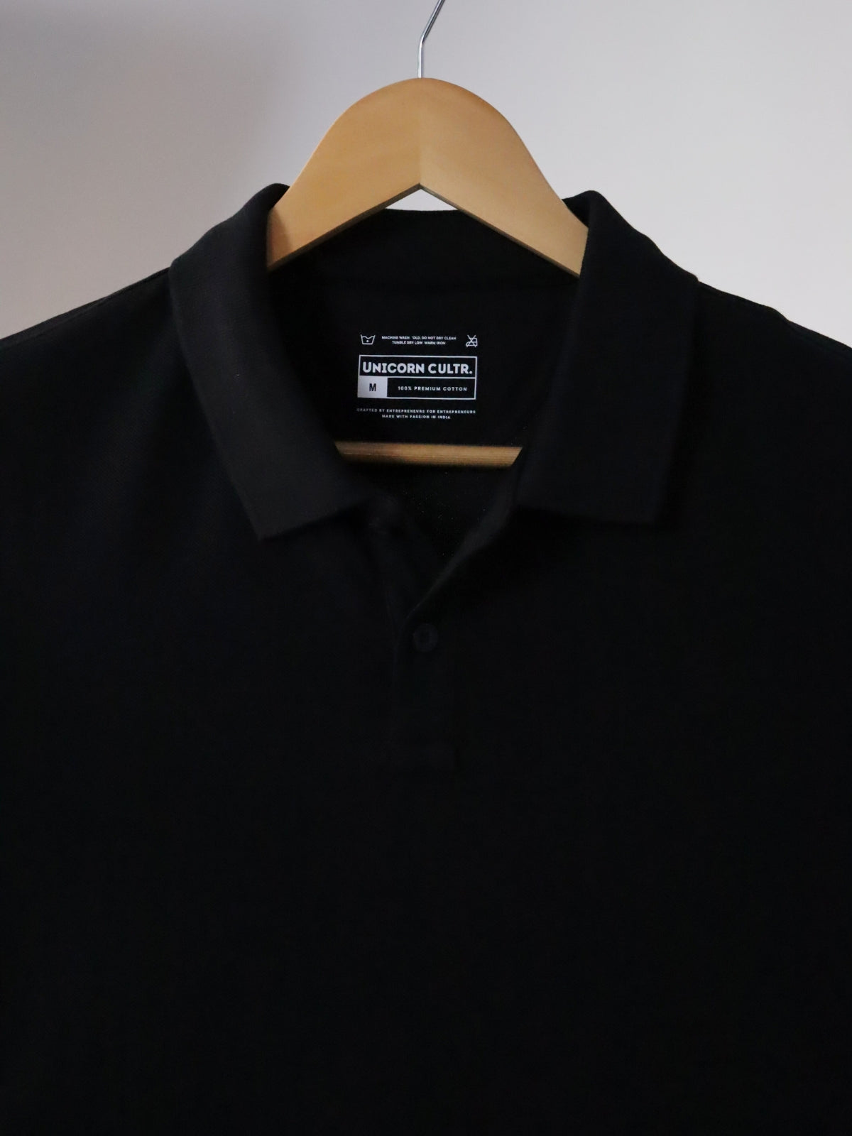 Solid Men's Soft Premium 100% Cotton Polo T-Shirt Bold Black