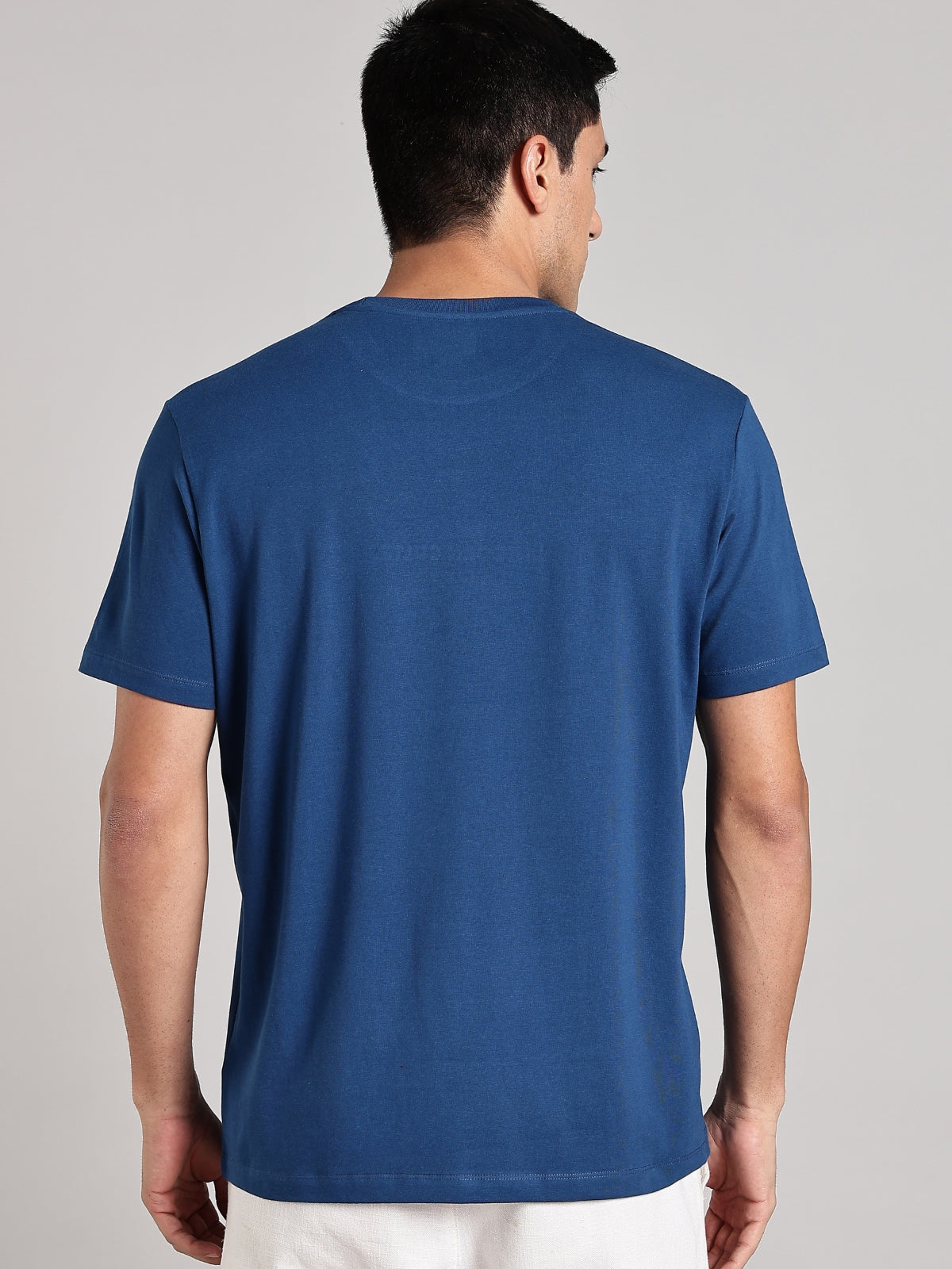 White UC Signature Men's Premium Muscle Fit Cotton Crew T-shirt Airforce Blue
