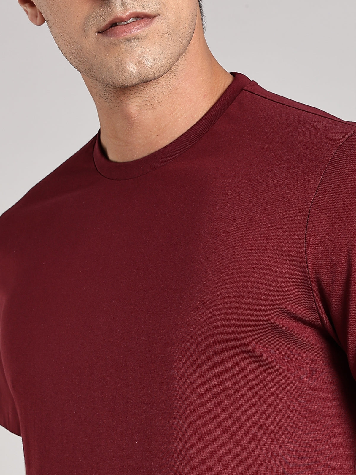 Solid Men's Soft Premium 100% Cotton Crew T-Shirt Conquer Mission Maroon