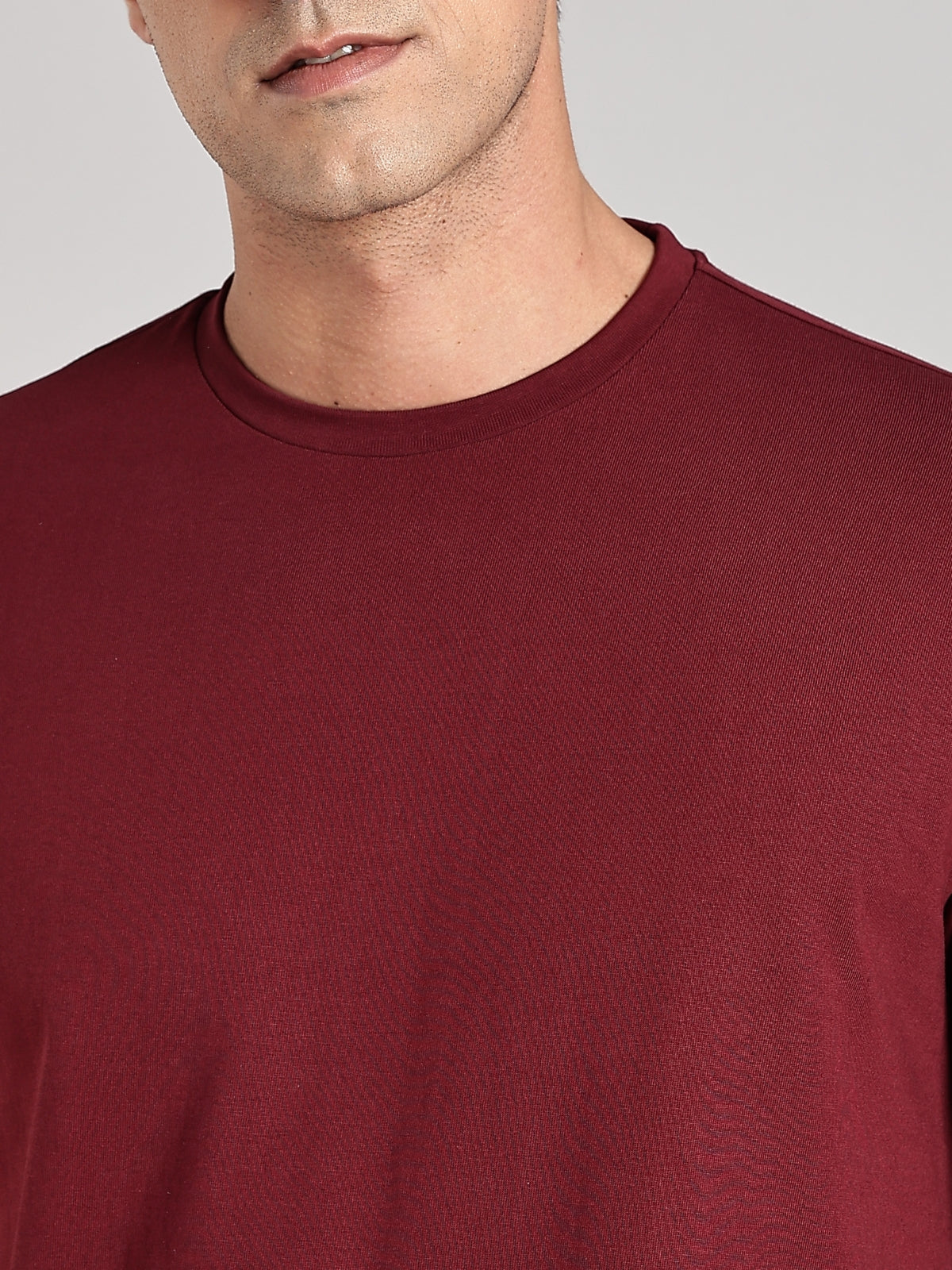 Solid Men's Soft Premium 100% Cotton Crew T-Shirt Conquer Mission Maroon