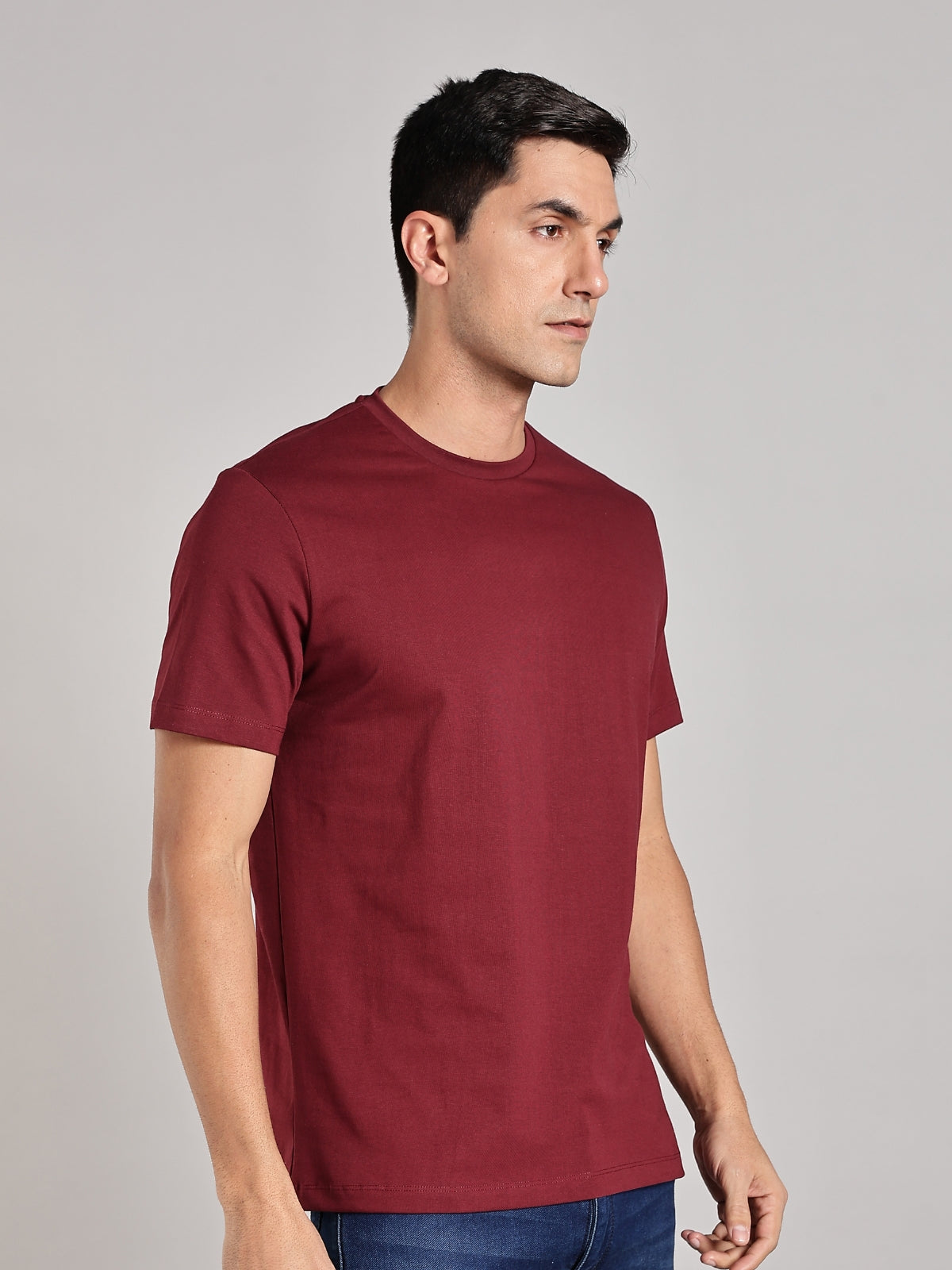 Solid Men's Soft Premium 100% Cotton Crew T-Shirt Addicted To Black Mission Maroon