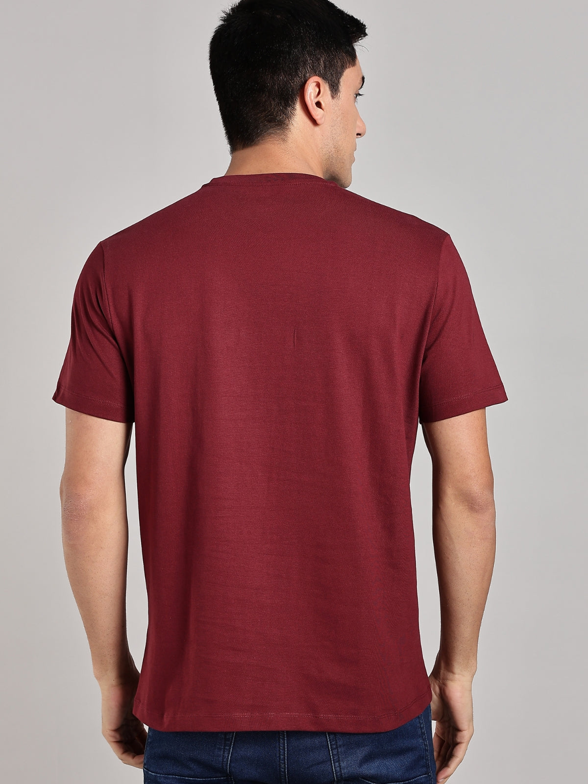 Solid Men's Soft Premium 100% Cotton Crew T-Shirt Mission Maroon